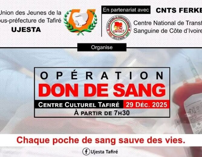 Grande collecte de sang à Tafiré à l&rsquo;initiative de l&rsquo;UJESTA